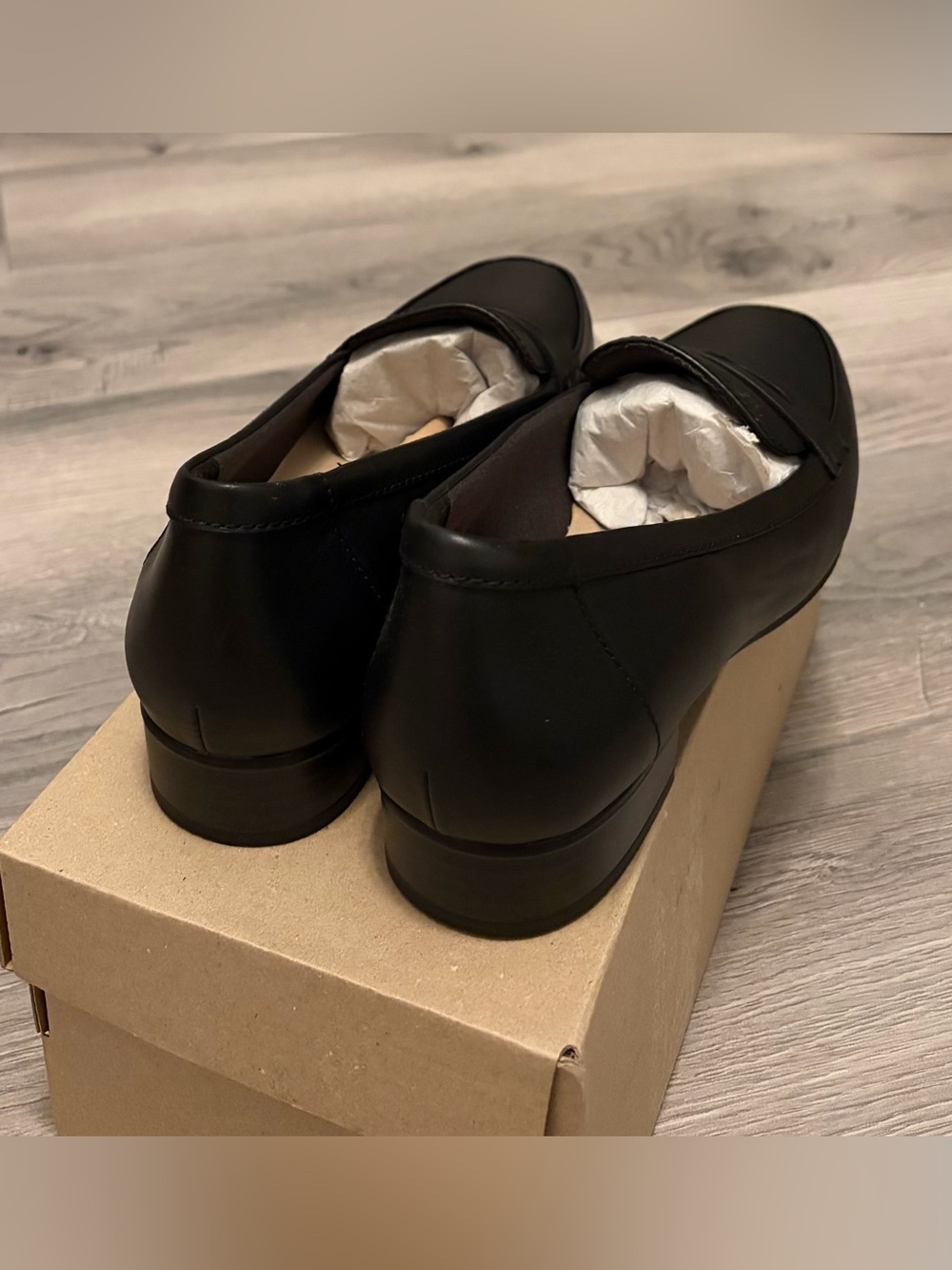 Clarks Black Leather Penny Loafers - Picture 5 of 8